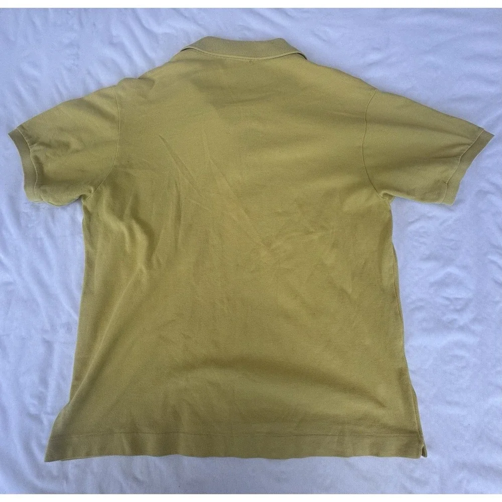 Lacoste Classic Pique Polo Women's 5 M Mustard Yellow Short Sleeve Croc Logo - Picture 6 of 6